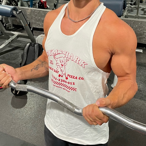 GYMSHARK TANK TOP SHIRT PIZZA COMPANY CHEAT DAY 2012 THE ORIGINAL BIG SLICE JOCK - Picture 2 of 16